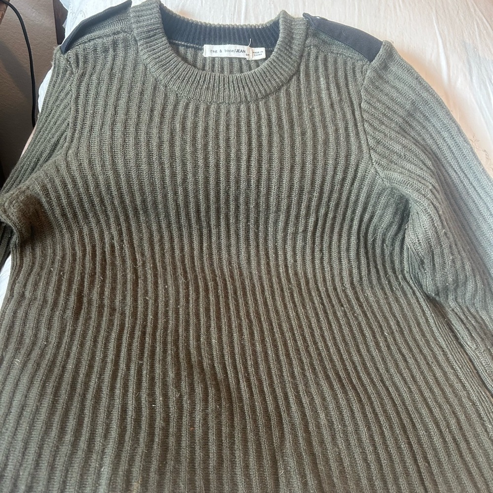 Rag & Bone Olive Ribbed Knit Sweater